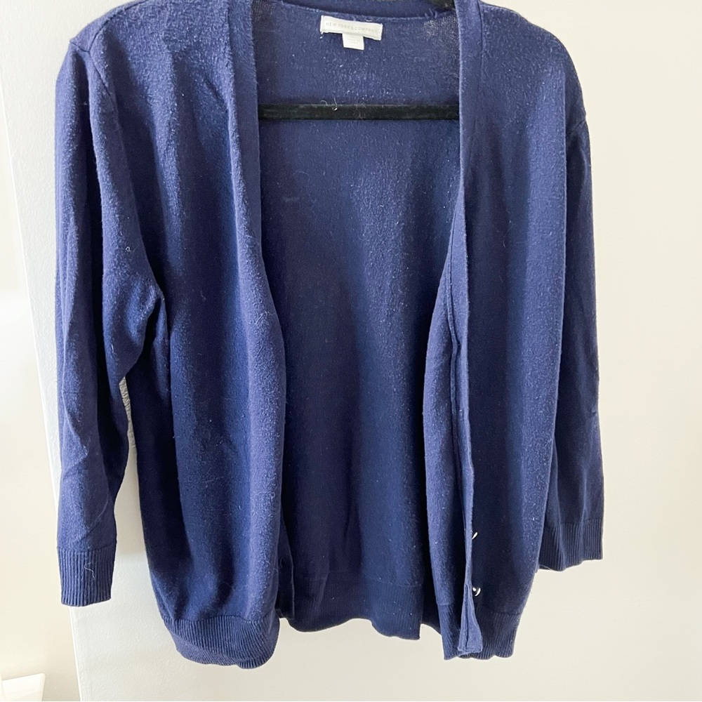 Navy 3/4 Sleeve Cardigan